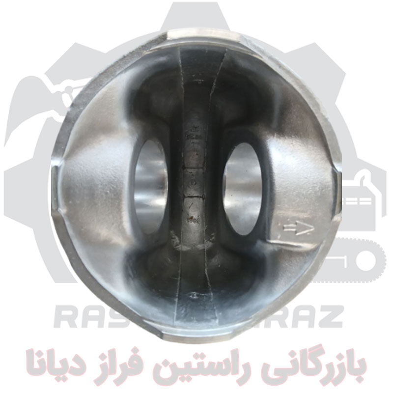 داخل پیستون MAHLE — نمای مقطعی از بوش و مجاری داخلی